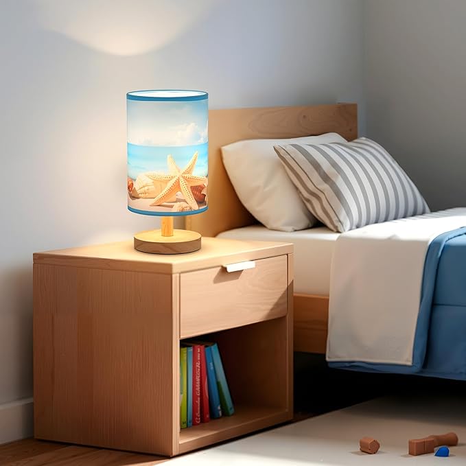 Glooglitter Coastal Beach Table Lamps Gifts 3 Colors Dimmable Lights Ocean Beach Room Bedroom Decor 9.72 x 5.12 Inch Conch Starfish Bedside Bedroom Lamps Sea Night Light for Desk Table Birthday Gifts