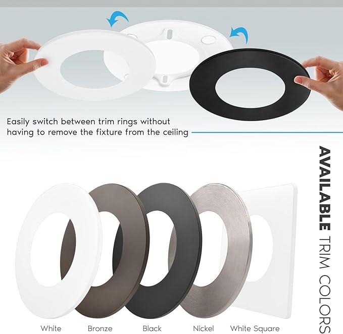 LUXRITE 3-4 Inch LED Flush Mount & Recessed Light, 7.5W, 5CCT 2700K-5000K, 650LM, Magnetic Trim, Dimmable Ceiling Can Light, Install to J-Box or 4 Inch Housing, Wet Rated, UL Listed, Bronze