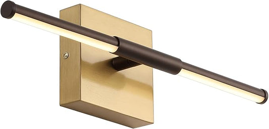 JONATHAN Y 16.25" Oil Rubbed Bronze/Brass Gold Modern Dimmable Integrated LED Wall Sconce, Minimalist Adjustable Metal Vanity Light for Bathroom Mirror, Bedroom, Hallway, 3000K, ETL Listed (JYL7039F)
