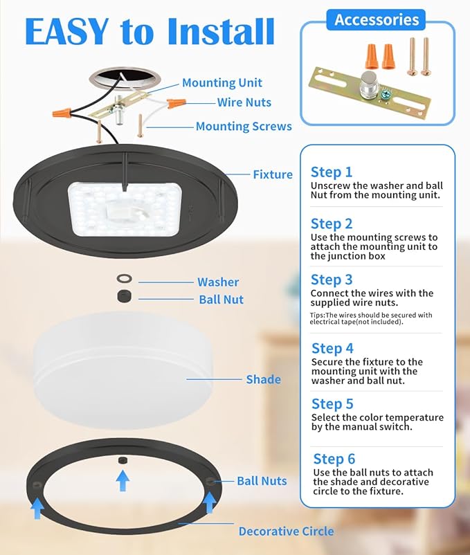2 Pack Black Ceiling Light, 10 Inch Flush Mount LED Ceiling Light Fixture - Matt Black Bathroom Bedroom Lights LED 2700K/3000K/3500K/4000K/5000K Adjustable Hallway Ceiling-Light, 17W