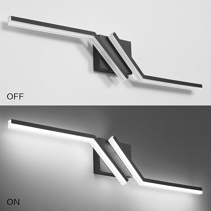 ZUZITO 32 inch Black Vanity Light Modern Bathroom Lights Over Mirror Dimmable Bathroom LED Lights 6000K Cool White ETL Driver