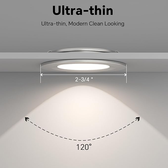 acegoo RV 2.75" Recessed LED Ceiling Light 12V Ultra-Thin Puck Light, Dimmable RV Lights Interior for Camper Van Truck Motorhome Boat Sailboat Roof Under Cabinet Lighting, 6 Pack (Sliver,Cool White)