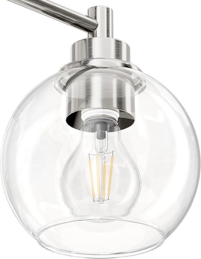 VONLUCE Bathroom Light Fixtures, 4-Light Vanity Light with Globe Glass Shades E26 Sockets, Bathroom Lights Over Mirror for Bedroom Hallway Living Room, Brushed Nickel Finish, ETL Certificated