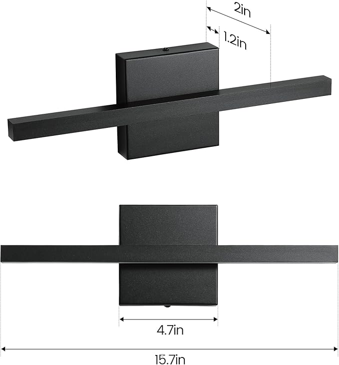 Epinl Black Bathroom Vanity Light - 15.7 inch 5CCT Modern Bathroom Light Fixture Over Mirror 12W LED Dimmable Wall Sconce Lighting Fixture for Bathroom Bedroom