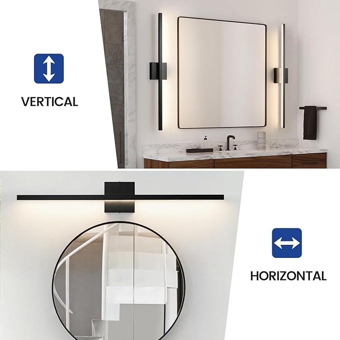 Epinl Black Bathroom Vanity Light - 31.5 inch Modern Bathroom Light Fixture Over Mirror 22W LED Dimmable Wall Sconce Lighting Fixture for Bedroom
