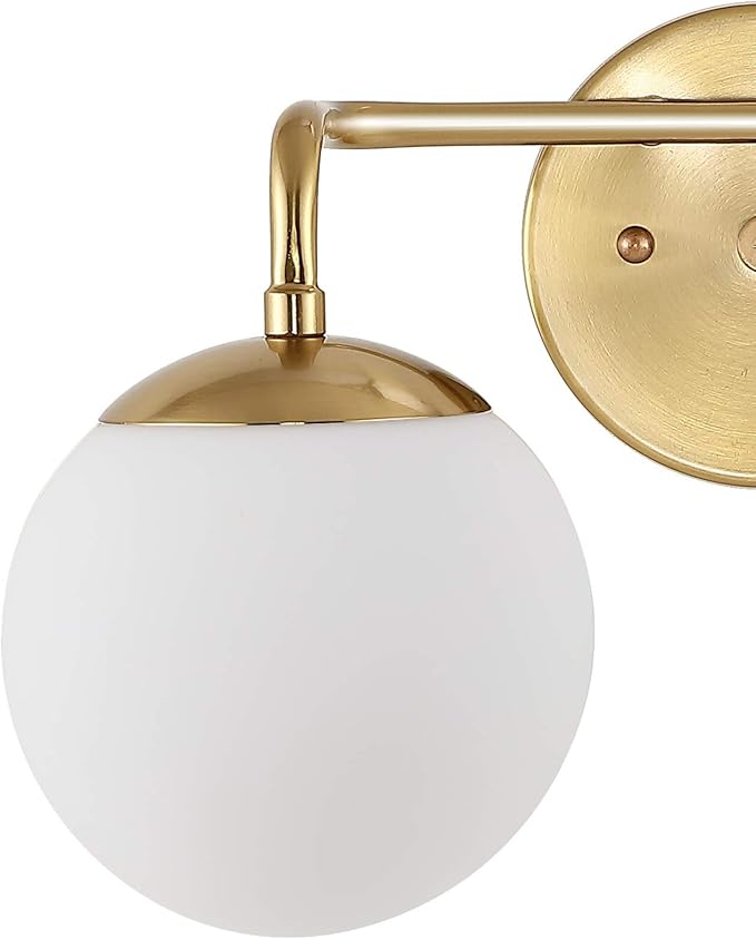 JONATHAN Y 25" Gold Painting Modern Globe Wall Sconce Vanity Light for Bathroom, White Frosted Glass Shade, Midcentury Parisian Bistro Wall Lamp, LED Bulb Included (JYL3536A)