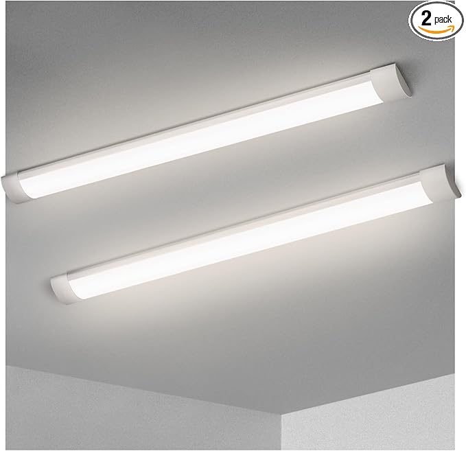 KILIPOL 3FT LED Batten Light, Ceiling Surface Mounted Slim LED Tube Lights, 30W 4000K Neutral White for Office, Shop, Garage, Home, 2 Packs