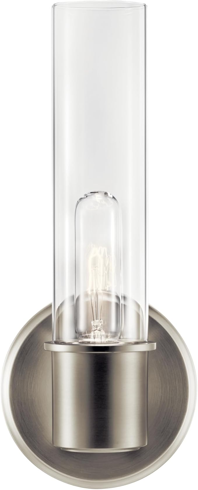 Kichler Aviv 1-Light Wall Sconce, Modern Light with Clear Glass in Brushed Nickel, for Bedroom, Laundry Room, Kitchen or Hallway (13" x 5.5"), 52653NI