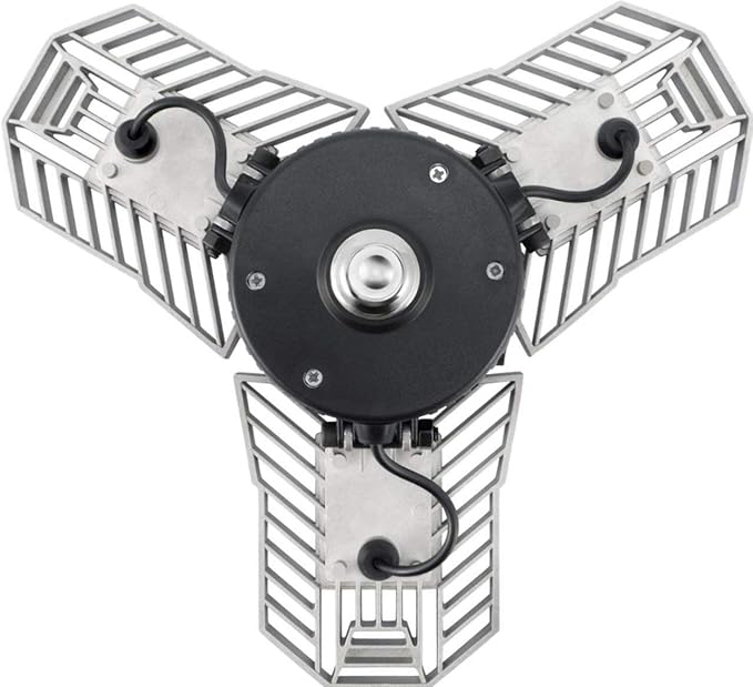 Deformable Garage Led Light High Intensity Mining Lamps 60W 6000LM Adjustable Ceiling Light Garage, Warehouse,Attic,Workshop,Basement. (3000K Warm White, Silver Ordinary Version)