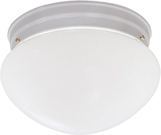 DESIGNERS FOUNTAIN 2-Lights Flush Mount Ceiling Light, 9 Inch Lighting Fixture for Kitchen, Bedroom, Bathroom, and Hallway, Frosted White Glass, White, 4732-WH