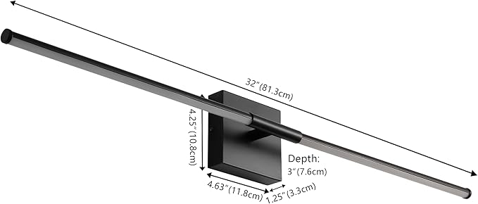 JONATHAN Y 32" Black Modern Dimmable Integrated LED Wall Sconce, Minimalist Adjustable Metal Vanity Light for Bathroom Mirror, Bedroom, Hallway, 3000K, ETL Listed (JYL7040C)