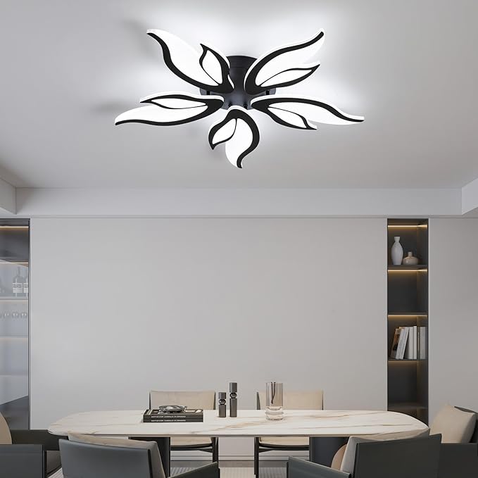 Modern Ceiling Light Fixture, 3000K-6000K Dimmable Flush Mount Ceiling Light, 45W Acrylic Black LED Ceiling Lights for Living Room, Bedroom, Dining Room,23.6In