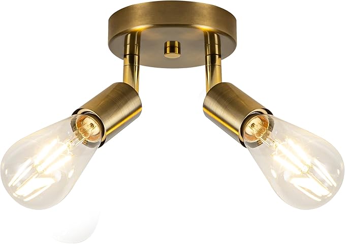 Semi Flush Mount Ceiling Light Fixture E26 Mini Antique Gold Chandelier Small Ceiling Lamp for Entryway Bedroom Bathroom Hallway Closet Foye Gold Hallway Light Fixture Ceiling Matte Brass Finish