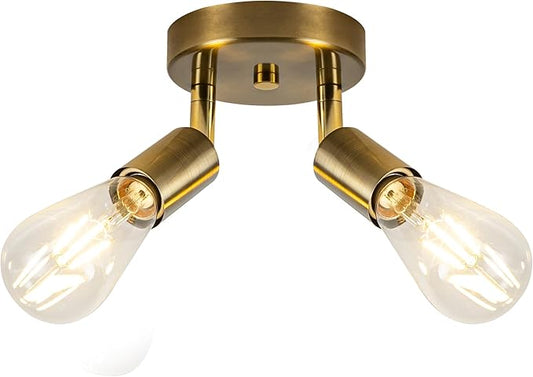 Semi Flush Mount Ceiling Light Fixture E26 Mini Antique Gold Chandelier Small Ceiling Lamp for Entryway Bedroom Bathroom Hallway Closet Foye Gold Hallway Light Fixture Ceiling Matte Brass Finish