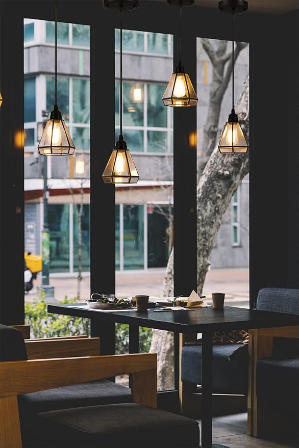 GLADFRESIT 4 Packs Industrial Kitchen Mini Pendant Light Industrial Edison Hanging Light Indoor Lighting Fixture for Dining Room Bedroom Kitchen Island (Bulb is Not Included)