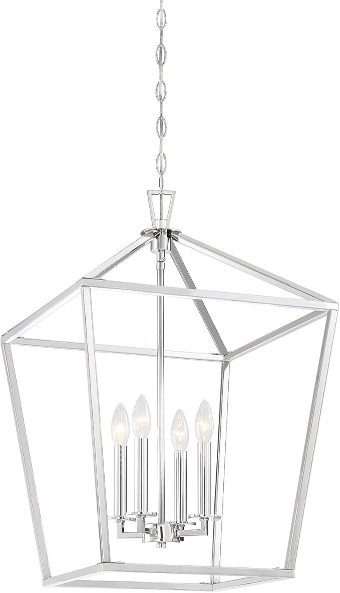 Savoy House 3-421-4-109 Townsend Traditional Open Frame Pendant Light Fixture, 4-Light 240 Total Watts, 26" H x 17" W, Polished Nickel