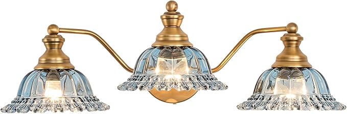 XIEDUN Brass Grey Blue 3 Light Vanity Light
