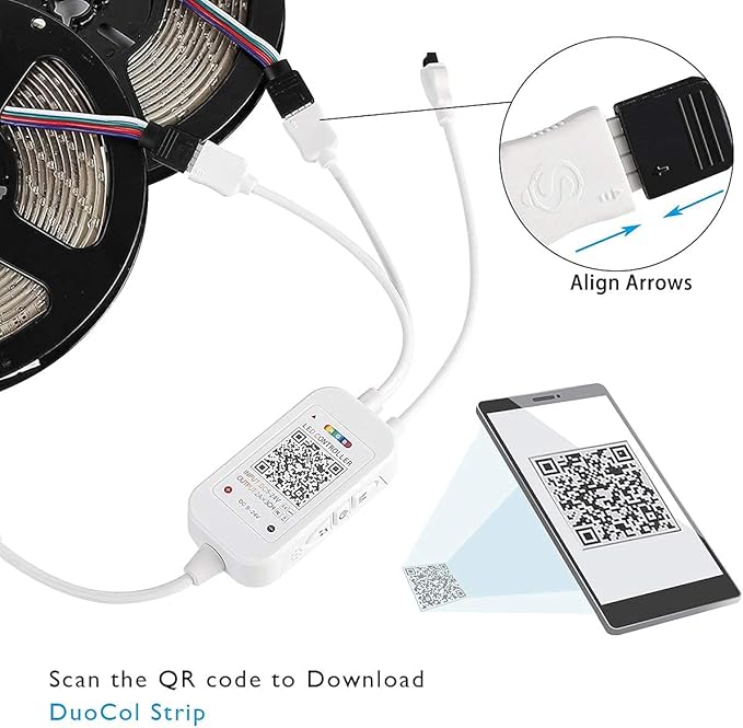 SUPERNIGHT 2 in 1 RGB LED Strip Light Controller, App Controlled Smart Music Controller for Android and iOS, DC 5V-24V RGB Strip