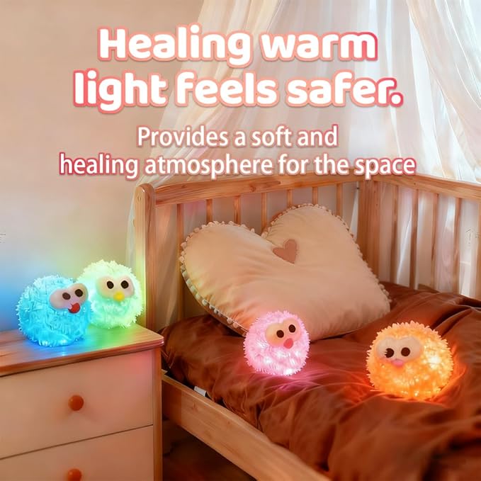 Plush Night Light Cute LED Table Lamp Cozy Dimmable Nightlight Rechargeable Bedside Lamp Funny Desk Decor Lamp for Halloween Christmas Birthday Gift (Pink)