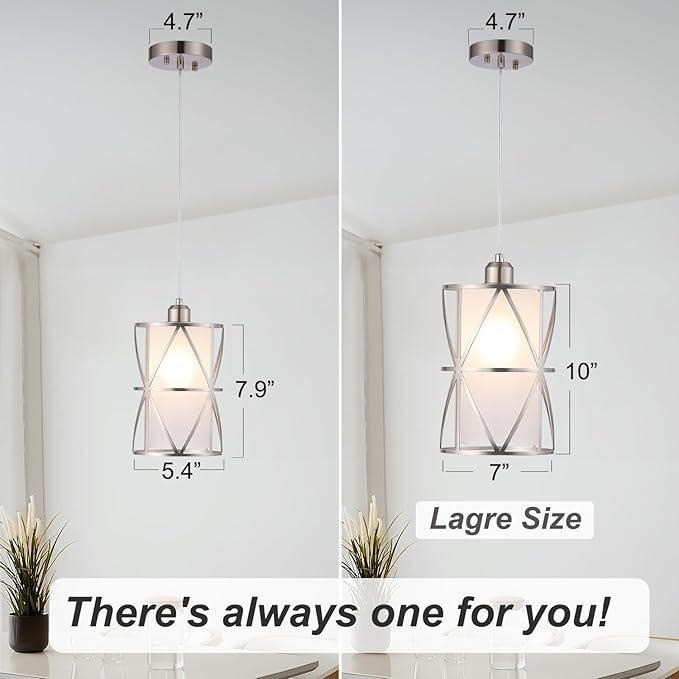 Pendant Light with Frosted Glass, Modern Pendant Lights Kitchen Island, Brushed Nickel Pendant Light Fixtures, Cylindrical Pendant Lighting for Kitchen Island, Dining Room, Foyer