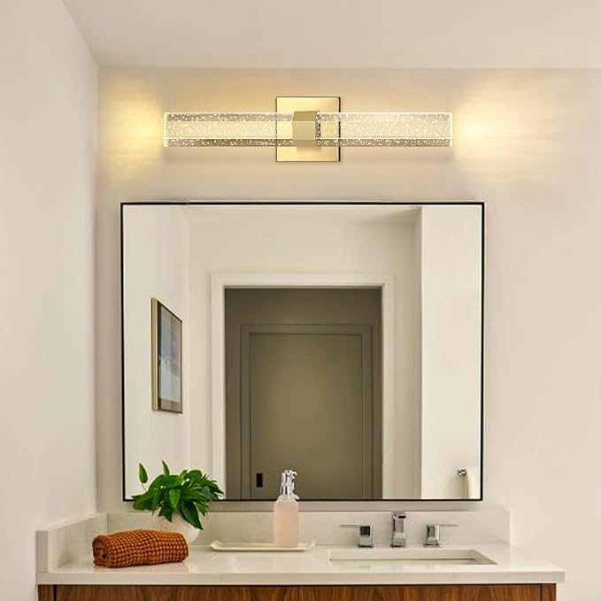 Gold LED Wall Sconce Lights Warm Light Modern Crystal Wall Lights Vanity Lighting Fixtures Sconces for Bathroom Living Room Bedroom Dining Room Hallway