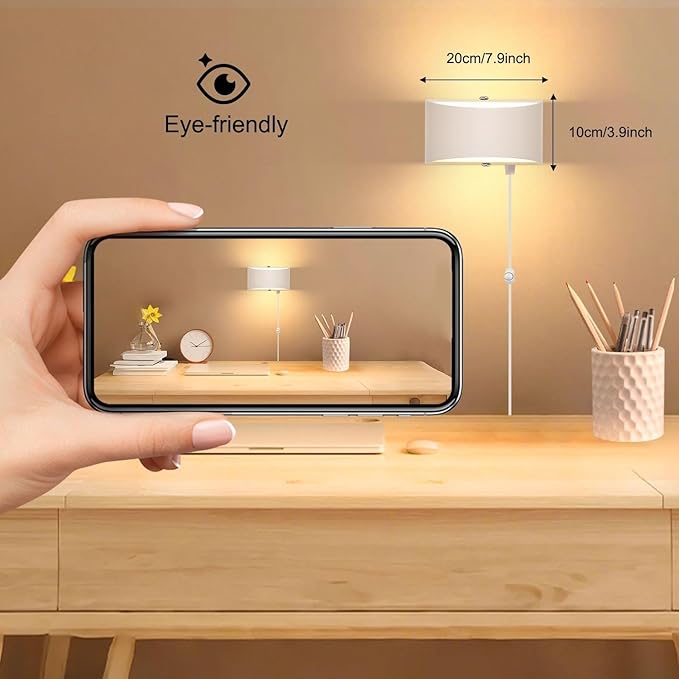 Lightess 12W Plug in Wall Sconces Modern LED Wall Light Dimmable Indoor Up Down Wall Lamp for Bedroom Living Room Hallway Staircase, Warm White, Aluminum