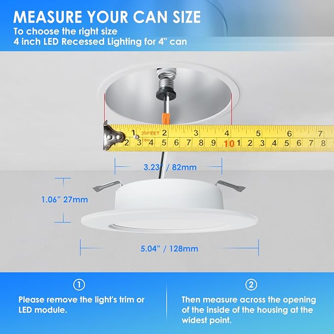ANWIO Recessed Lighting 4 Inch, 5CCT Flat Retrofit LED Recessed Lights Can Needs, 2700/3000/4000/5000/6000K Selectable Can Lights 7W(85W Equivalent) CRI 80+ Dimmable E26 Base IC Rated & ETL 8 Pack