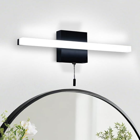 COTULIN 16 Inch Black Vanity Light Bar with Pull Switch 10W Brightness Ideal for Cabinet Lighting Picture Light and Sink Light for Kitchen and Bathroom Applications Modern Design Efficient Lighting