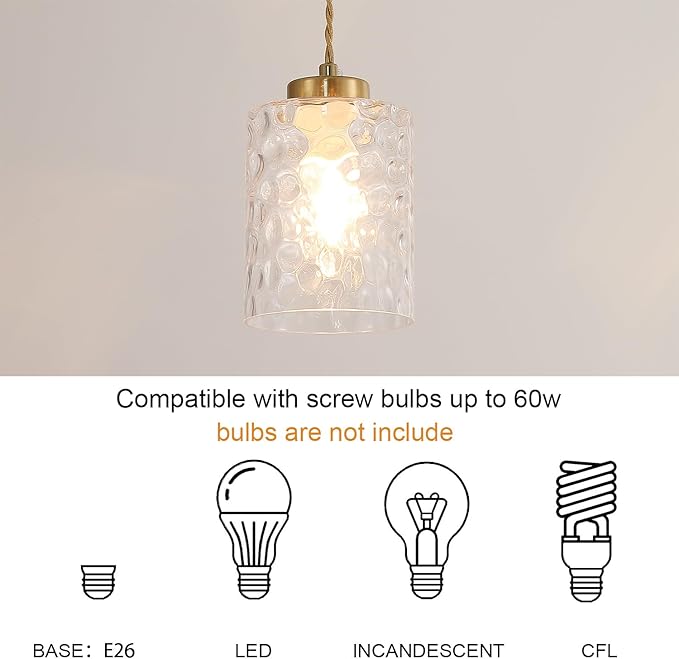 MWZ Gold Pendant Lights Kitchen Island 3 Pack, Modern Hanging Kitchen Pendant Lighting Over Sink with Hammered Glass Shade,Small Chandeliers Fixtures Adjustable Cord Hanging Lighting for Dining Room
