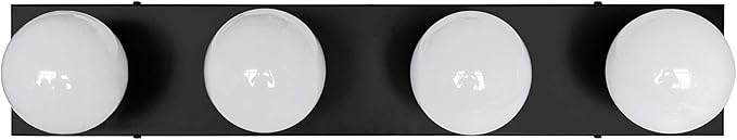 Design House Vanity Lights, 4 Linear Lights, Dimmable, Horizontal or Vertical Use, Uses (4) 60W Bulbs, for Bathroom/Makeup Vanity, Matte Black, 24.0. in. L x 4.33 in. H x 2.0 in. D, 588574-BLK