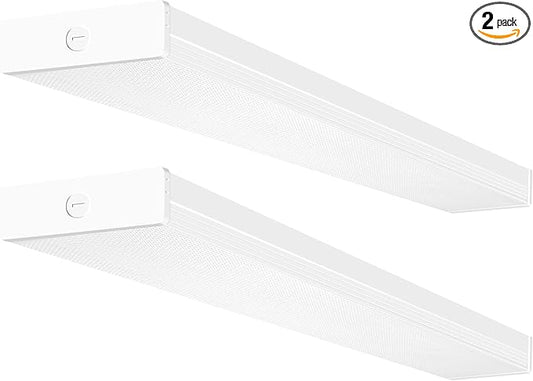 hykolity 2 Pack 4FT LED Wraparound Light, 40W, 4400lm, 4000K, [2-lamp 32W Fluorescent Equiv.], 4 Foot LED Wrap Light Fixture, Flush Mount Office Ceiling Light for Garage, Office, Kitchen, ETL Listed