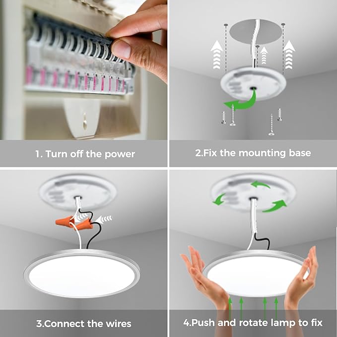 zemty 12 Inch LED Ceiling Light with Night Light 1800K, Dimmable with Remote Control, Low Profile Lighting for Bedroom Bathroom Kitchen - Brushed Nickel
