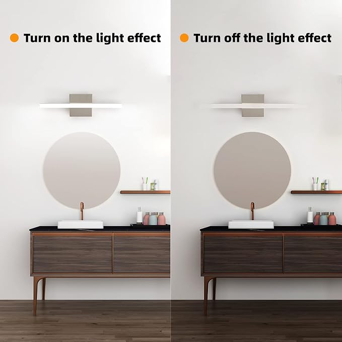 Modern LED Vanity Lights for Bathroom 2 Pack 16IN 9W Daylight White Chrome Bathroom Light Fixtures Lights Over Mirror Vanity Lighting Fixtures Vanity Light
