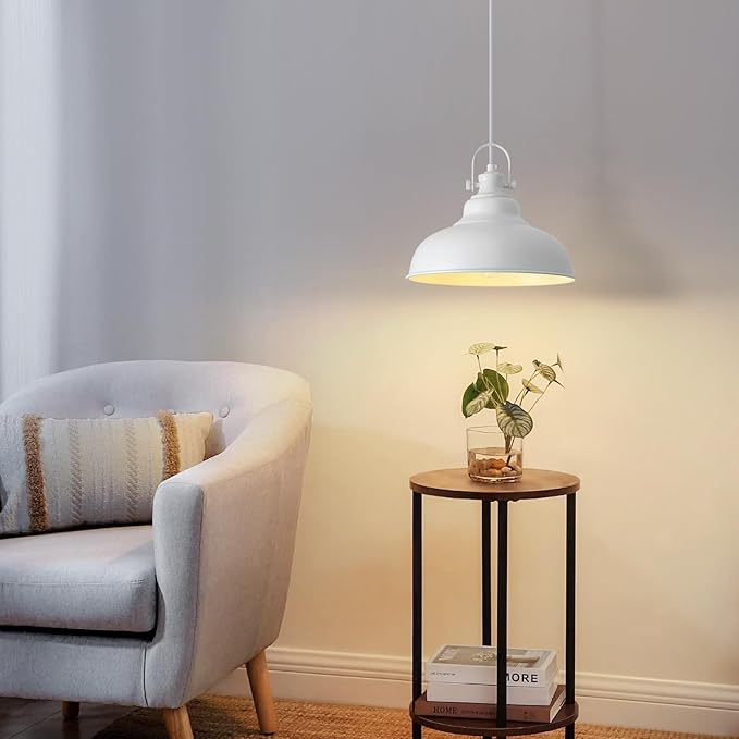 White Pendant Lights Kitchen Island, 2 Pack Kitchen Island Lighting, Farmhouse Pendant Light Fixtures (11.41" W), Island Pendant Light for Kitchen, Dining Room, Bedroom