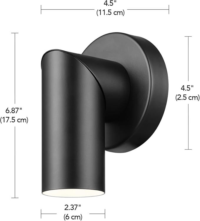 Globe Electric 64000113 4.5" Convertible Wall or Ceiling Mount LED Integrated Track Lighting Spotlight, Matte Black, Adjustable Pivoting Head, 9W, 500 Lumens, 3000 Kelvin, Dimmer Switch Compatible