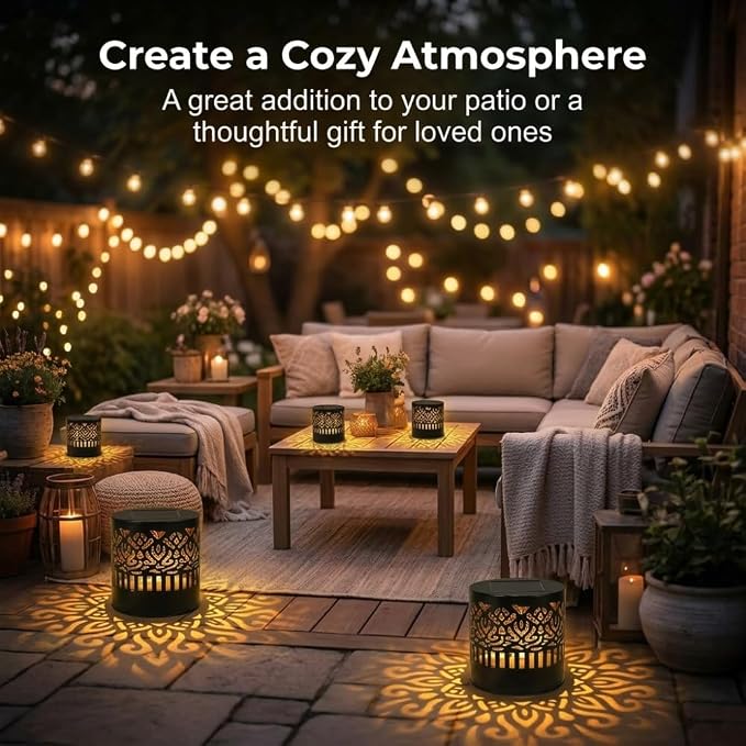 Decorative Solar Mandala Lights, Metal Solar Powered Outdoor Wall Lights Solar Powered Deck Step Stair Lights, Waterproof Mandalas Fence Light for Garden Post Patio Backyard Yard Decor (1, Peony)