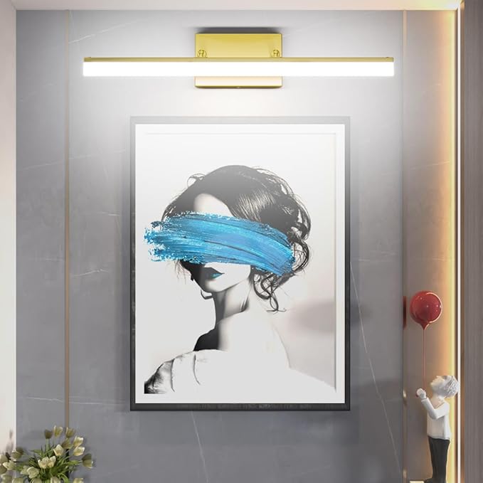 Aipsun Bathroom Vanity Light Brushed Gold Modern LED Vanity Lighting Over Mirror 24inch Adjustable Gold Wall Light for Bathroom (Cool White 5500K)