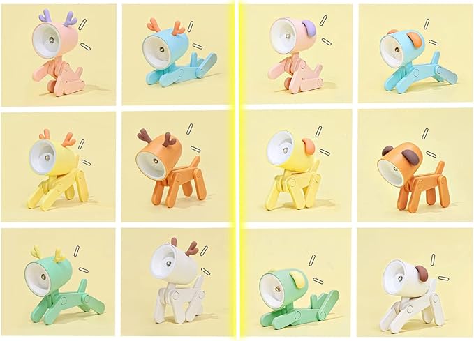 Cute Night Light for Kids, Mini Led Table Desk Lamp, Decorative Lamp Indoor Nightstand, Animal Pet Nightlights, Christmas Decorate Birthday Gifts for Children, Students (Dog 3 Colors-D)