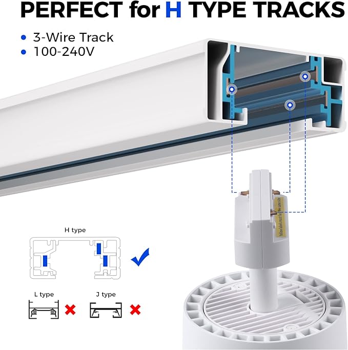 Barrina TR40c Track Grow Light for Indoor Plants, 15°-60° Adjustable Beam Angle, 3 x 40W, 4000K Full Spectrum LED Plant Lights, Plug in Ceiling Mounted Grow Bulbs for H-Type Track with Timer, White