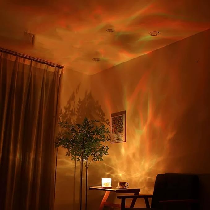 Ocean Wave Projector Light, 16-Color LED Cube Lamp with Remote, 3D Water Ripple Projection, Romantic Ambient Lighting for Kids Room, Relaxation, Bedroom, Bathroom & Night Light