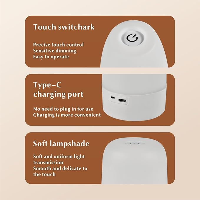 Touch Lamp for Bedroom, Table Lamps Rechargeable, Remote Control, Multi-Color Smart Nightstand Lamp, Breastfeeding, Sleep Aid, Portable Night Lamp (2 PCS)