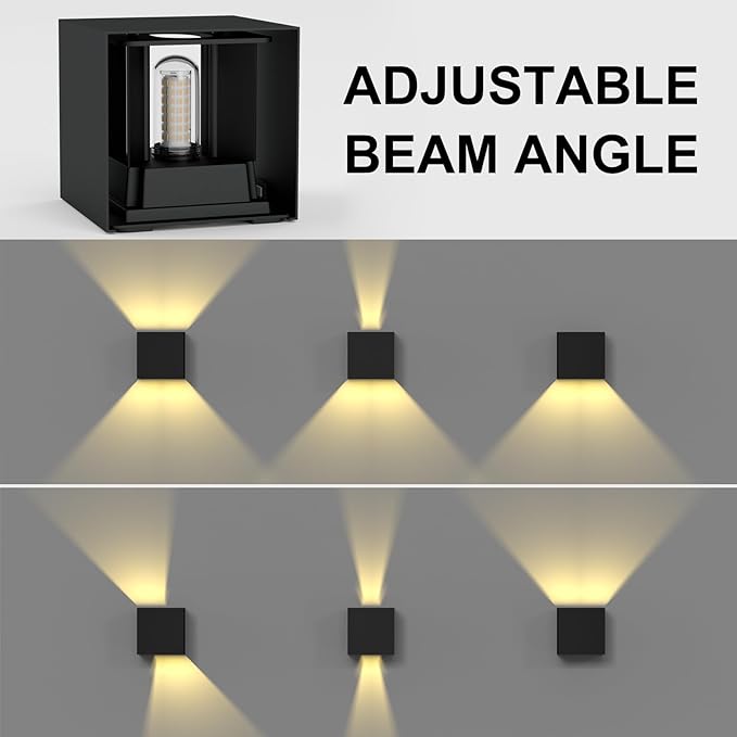 ChangM Sconces Wall Lighting 10W, Blade Angle Adjustment, IP65 Waterproof LED Modern Lighting Suitable for Indoor and Outdoor, Replaceable G9 LED Bulb, Warm White 3000K, 2 Pack
