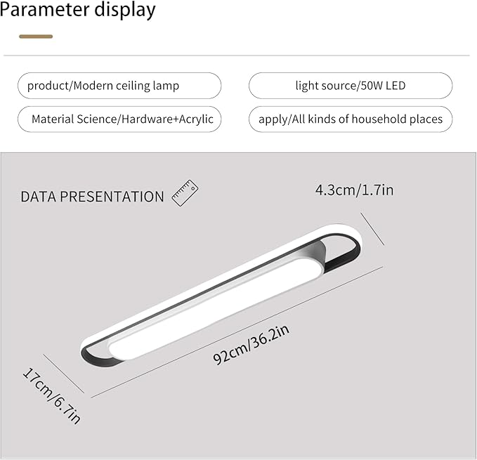 Modern LED Ceiling Lights,6500K Flush Mount Ceiling Lamp,50W Metal Smart Ceiling Chandelier Lighting Fixture for Kitchen Living Room Bedroom Dining Room Office Garage (36.2")
