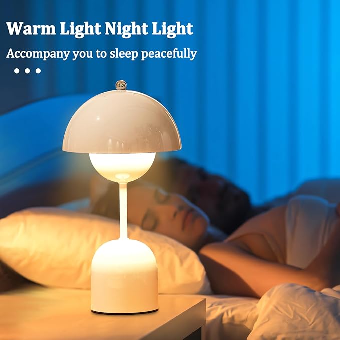 Modern Design Donut Table Lamp, LED Bedside Desk Lamp with Durable Shade, Rotomolded Small 3-Color Dimmable Nightstand Lamps (Not Glass) (Snow White)