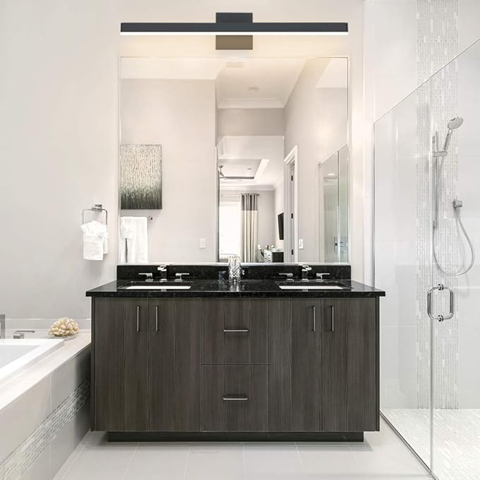 Aipsun 27.6 inch Modern Black Vanity Light LED Bathroom Vanity Light Fixtures Black Wall Light for Bathroom (Warm White)