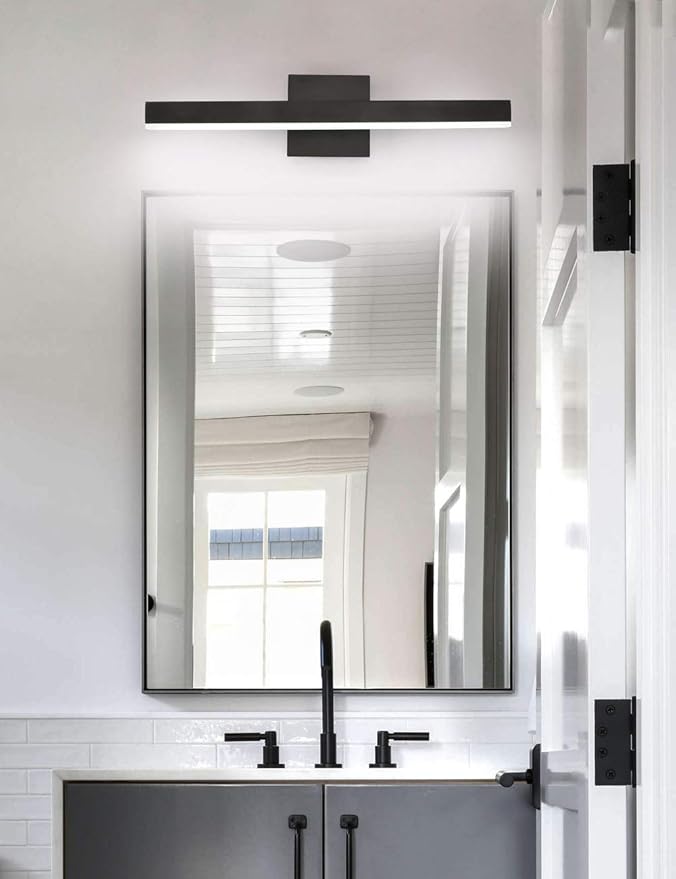 Joossnwell LED Bathroom Vanity Lighting Fixture Morden Bath Light Bar 23.62" Inch Black Wall Sconce 18W 4000K