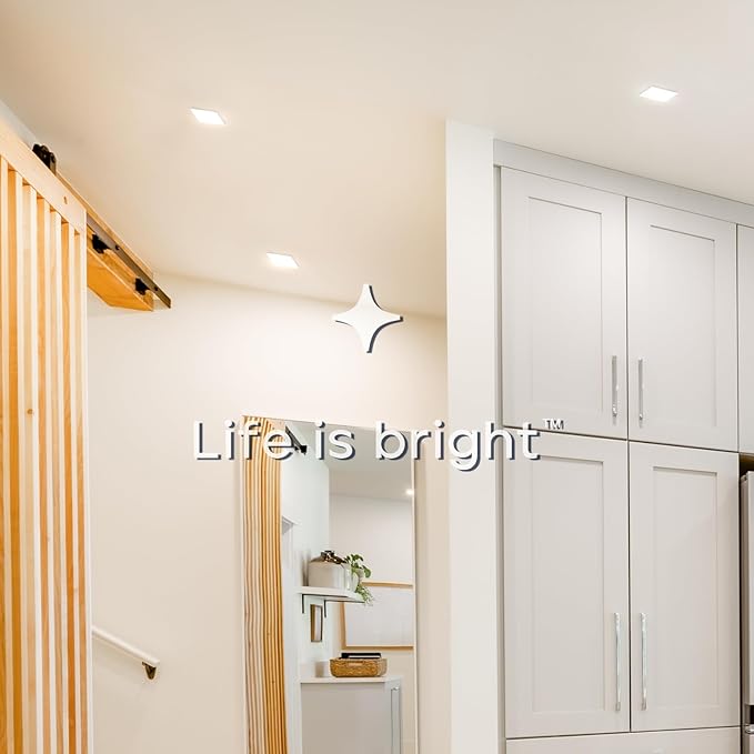 LUXRITE 4 Inch LED Recessed Light, ECO Backlit Mini Panel Spotlight, 5CCT 2700K-5000K, 1000 Lumens, High Output, 11 Watts, Dimmable, IC Rated, Wet Rated, ETL Listed, Energy Star, Square (48 Pack)