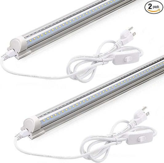 Barrina LED Shop Light 2FT, 20W 3000LM 6500K, T8 LED Light Fixture, Clear Cover, Ceiling and Utility Linkable Tube Lights for Room, Garage, Workbench, Warehouse, 2 Packs