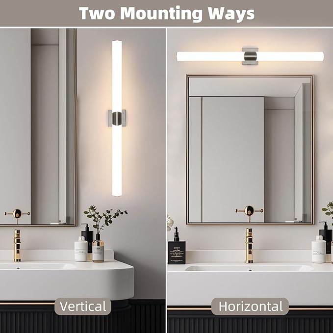 Modern Wall Sconce 39 Ihch Brushed Nickel Bathroom Sconces LED Wall Lighting Fixtures with Acrylic Shade Hardwired Long Vanity Lights Over Mirror for Bedroom Living Room Hallway