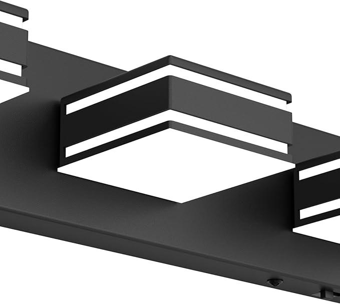 Ralbay 30inch Black Vanity Light for Bathroom with 5 Color Temperatures (3000K-6000K) Dimmable Metal Acrylic Modern LED Matte Black Bathroom Light Fixtures (4-Light)